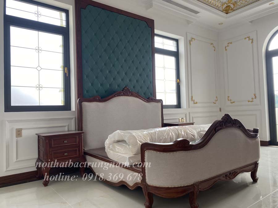 Giường ngủ tân cổ điển gỗ gõ đỏ cao cấp G07