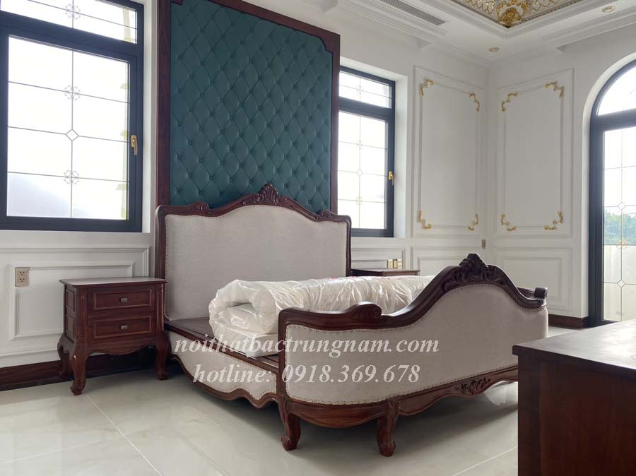 Giường ngủ tân cổ điển gỗ gõ đỏ cao cấp G07