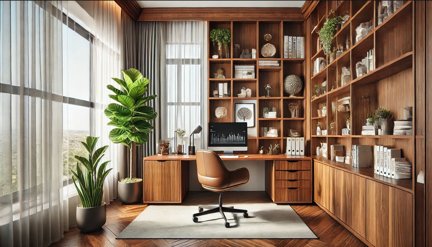 Góc làm việc kết hợp cây xanh