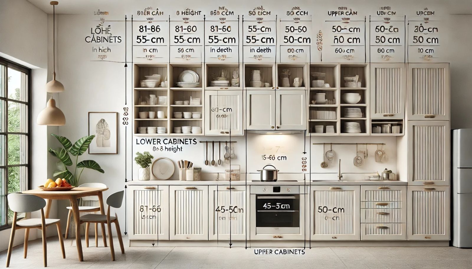 chi tiết kích thước tủ bếp