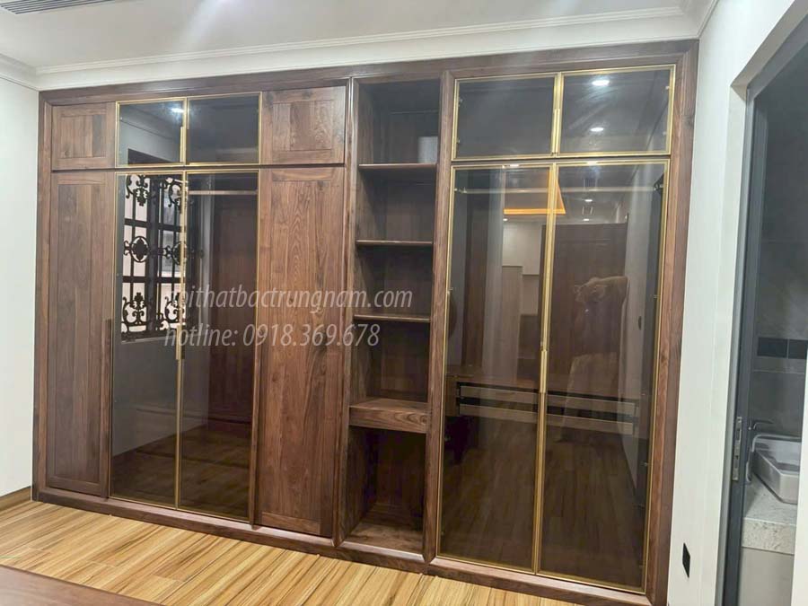 Mẫu phòng ngủ thiết kế hiện đại gỗ óc chó PN01