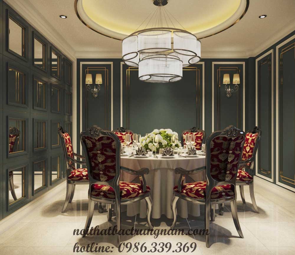 bộ bàn ghế ăn bọc nệm tân cổ điển