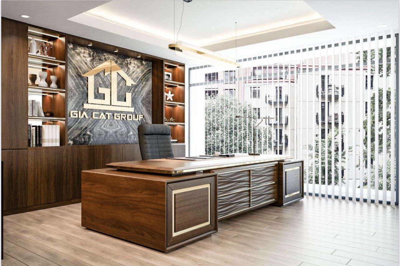 Phòng làm việc gỗ óc chó PLV10 sang trọng, hiện đại 