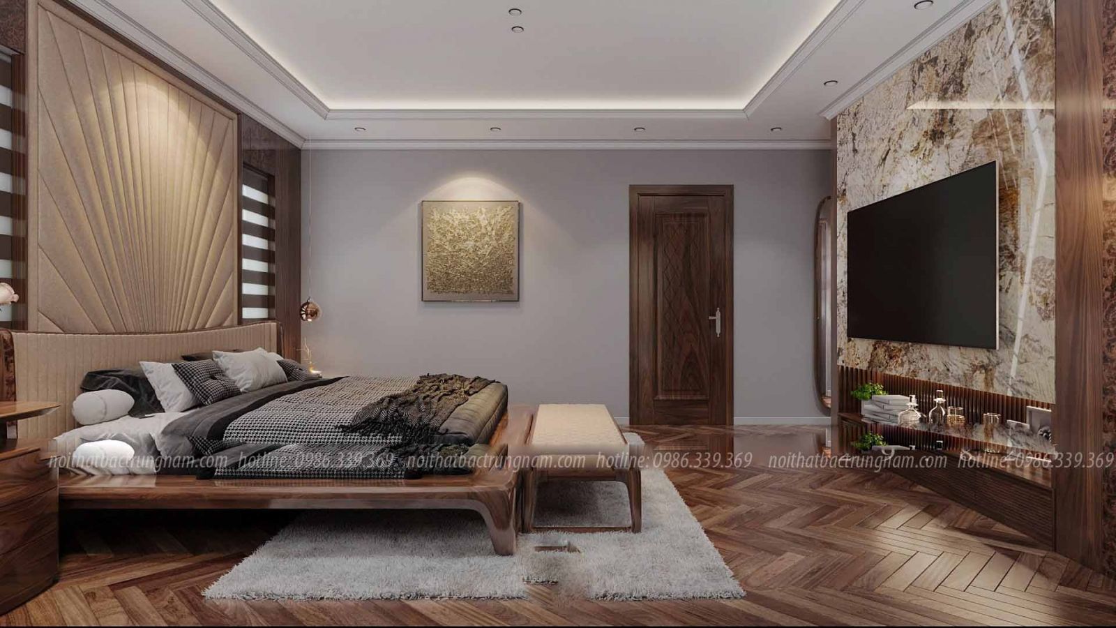 Thi công nội thất tân cổ điển gỗ óc chó CityLand Gò Vấp