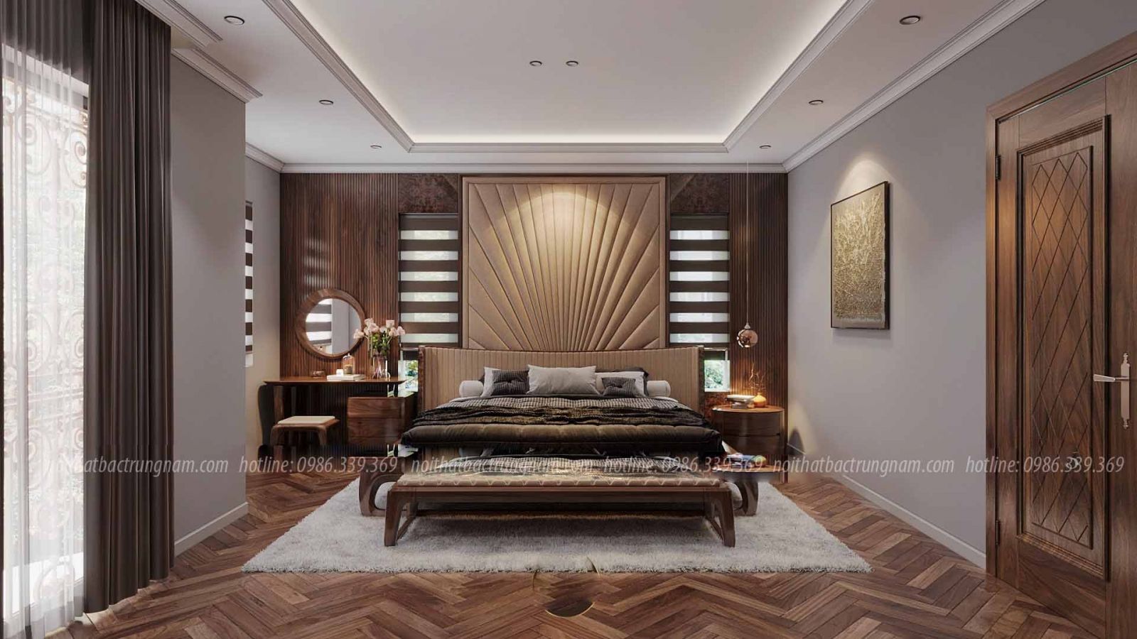 Thi công nội thất tân cổ điển gỗ óc chó CityLand Gò Vấp