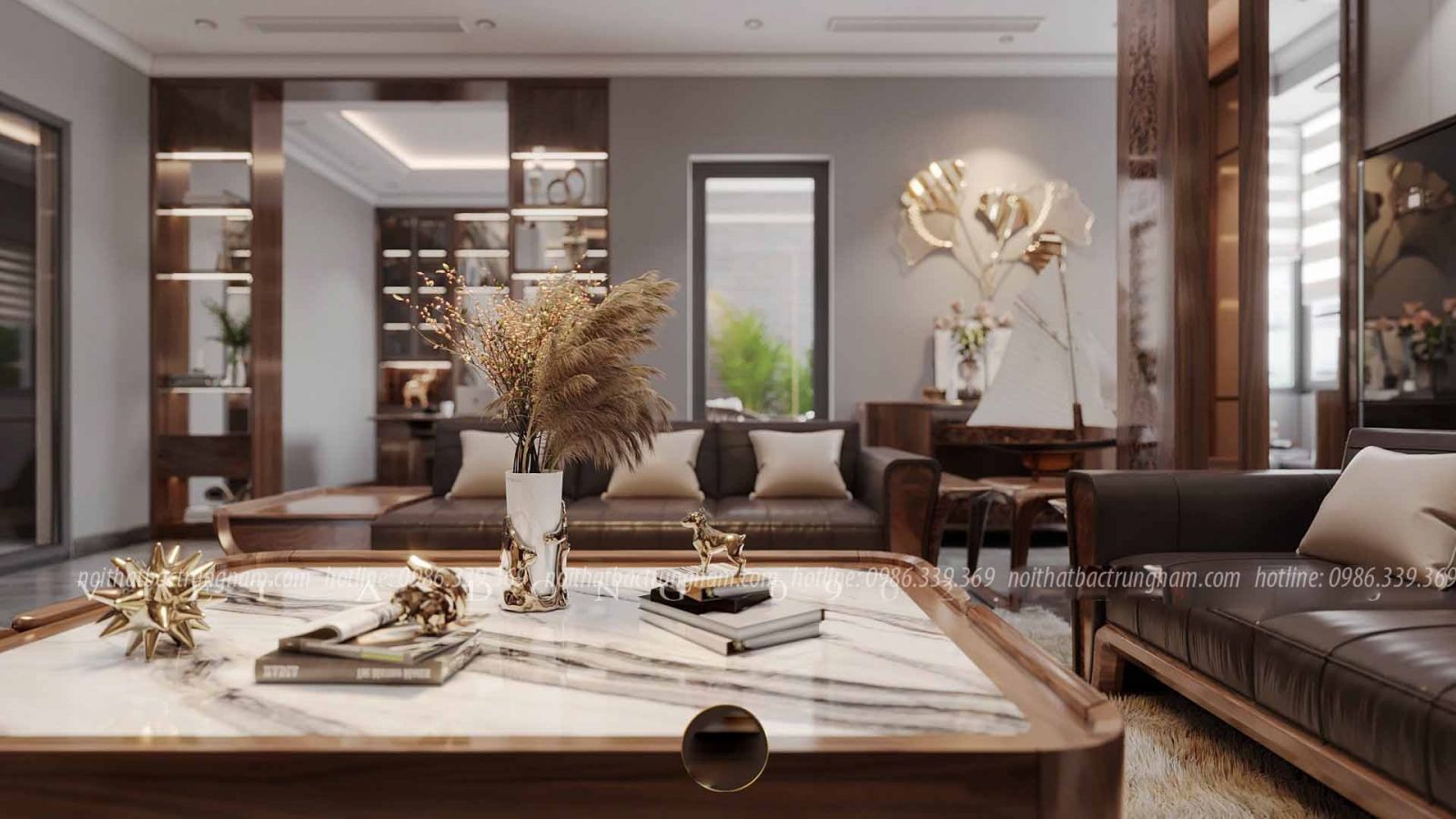 Thi công nội thất tân cổ điển gỗ óc chó CityLand Gò Vấp