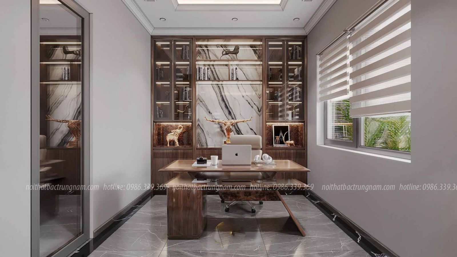 Thi công nội thất tân cổ điển gỗ óc chó CityLand Gò Vấp