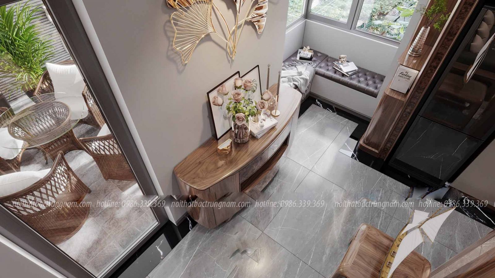 Thi công nội thất tân cổ điển gỗ óc chó CityLand Gò Vấp