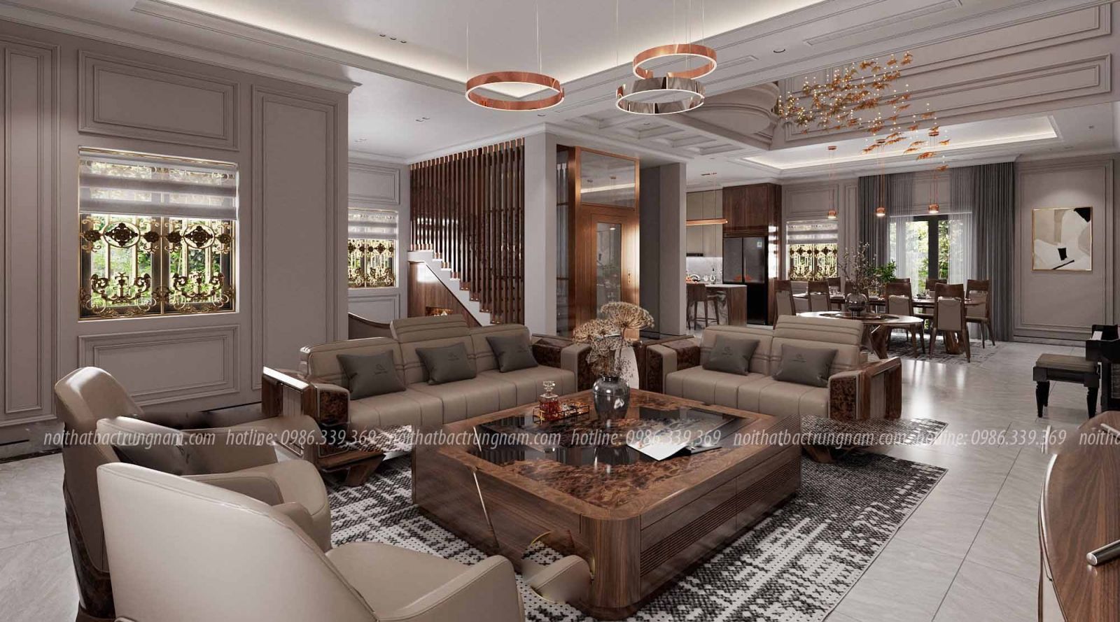 Thi công nội thất tân cổ điển gỗ óc chó CityLand Gò Vấp