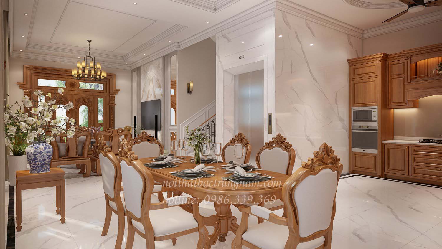 NỘI THẤT THIẾT KẾ PHÒNG KHÁCH PHÒNG ĂN LIỀN KỀ NT04