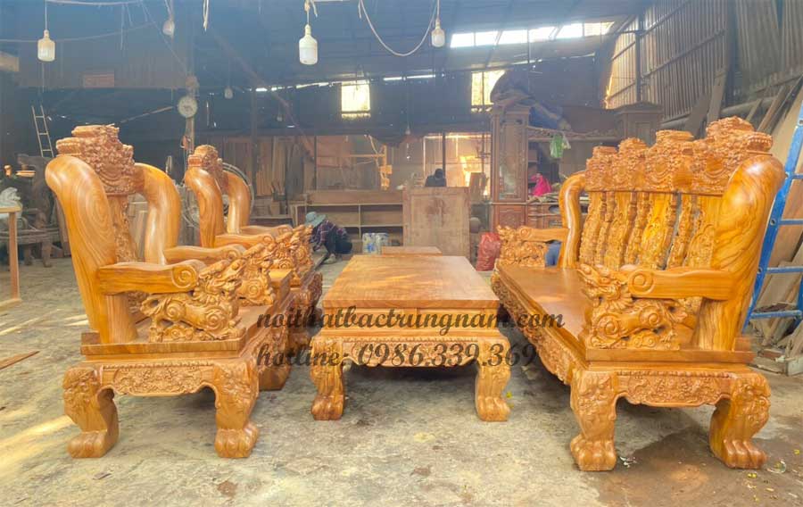 bo salon phong khach go do cham nghe
