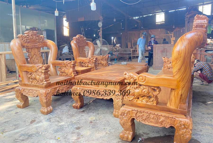 bo salon phong khach go do cham nghe