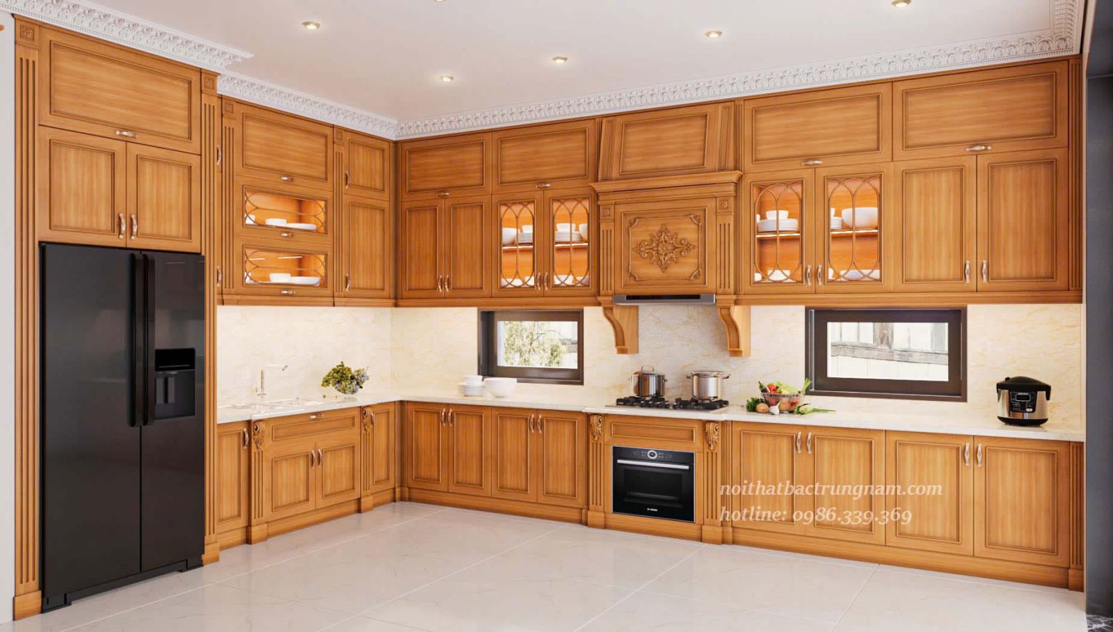 Mẫu tủ bếp tân cổ điển đẹp anh Lễ