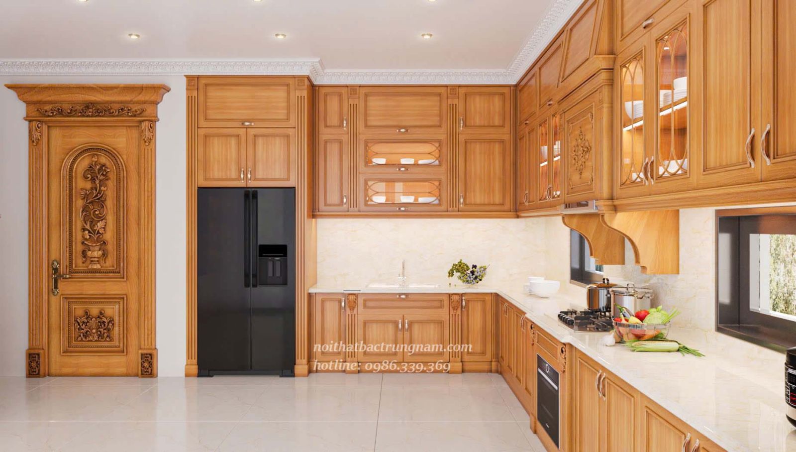 Tủ bếp tân cổ điển cao sát trần anh Lễ Thủ Đức