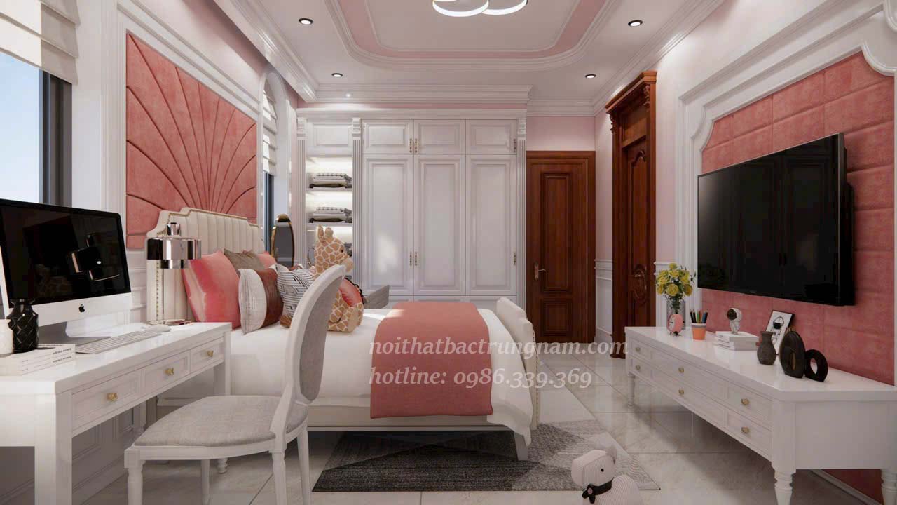 Phòng ngủ màu hồng con gái