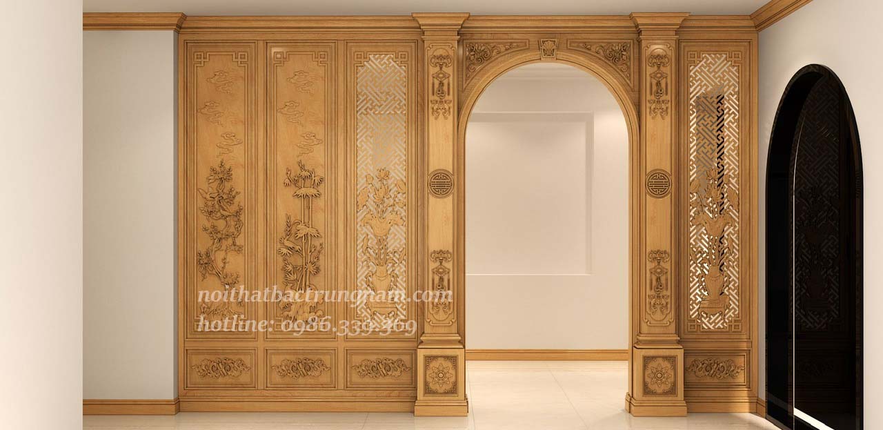 Thi công nội thất phòng thờ gỗ gõ đỏ nhà anh Thân Q12