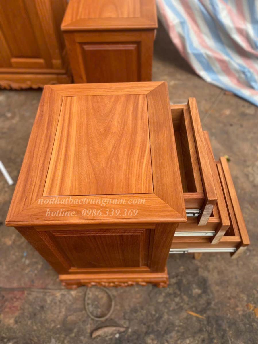 Tủ Đầu Giường Tân Cổ Điển Gỗ Gõ Đỏ TAB02